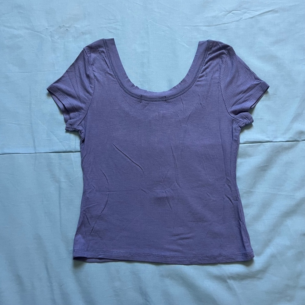 NWT Lulu's Blue Ribbed Henley Top - Picture 4 of 4